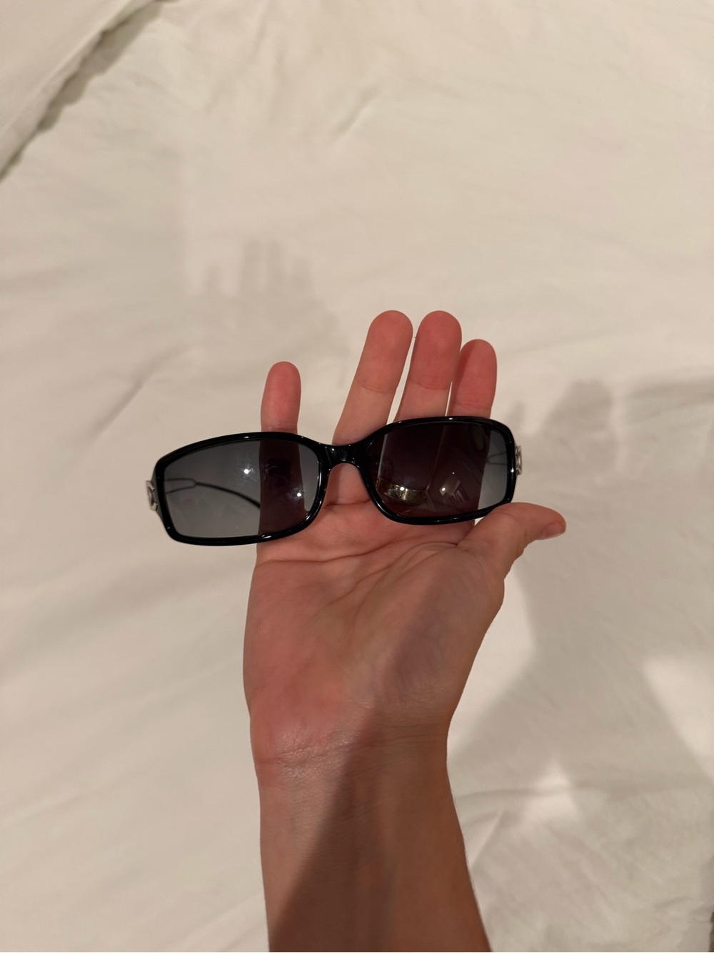 CHANEL Black Rectangular Women’s Sunglasses with Gradient Lenses